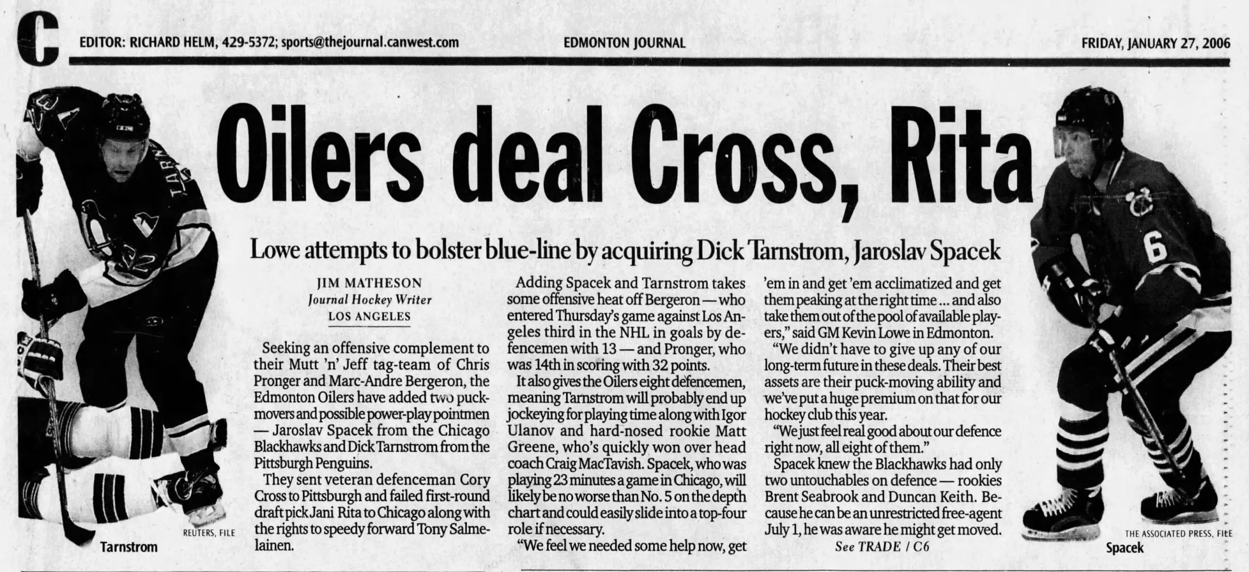 The Edmonton Journal headline on Jan. 26, 2006.